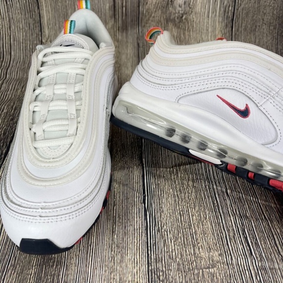 Nike Air Max 97 White/Thunder Blue/Green Noise/Crimson Wmns sizes DH1592-100 - Picture 6 of 8